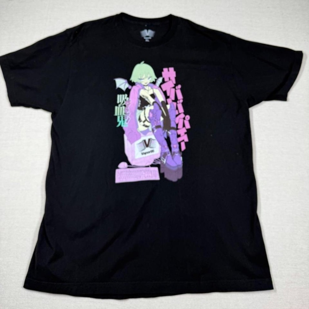 Vapor95 black oversized graphic t-shirXL a bold‎ anime/vaporwave cyber goth